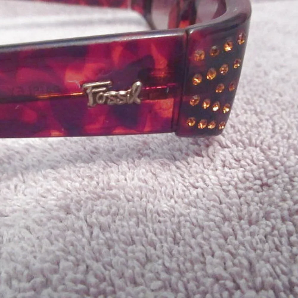 Vtg Fossil Tortoiseshell Sunglasses Rhinestones Cat 2 
